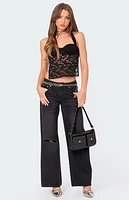 Edikted Debbie Distressed Low Rise Baggy Jeans