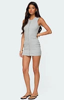 Edikted Rey Button Up Ribbed Mini Dress