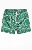 PacSun Recycled Bandana Block Green 4.5" Swim Trunks