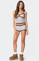 Edikted Dee Pointelle Sheer Lace Tank Top