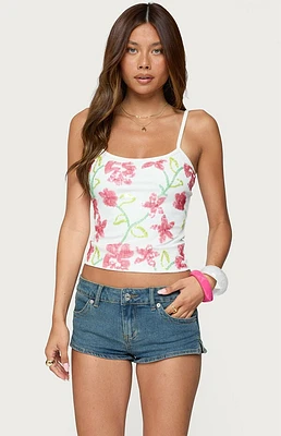 Edikted Beaded Floral Embroidered Tank Top