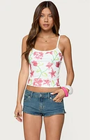 Edikted Beaded Floral Embroidered Tank Top