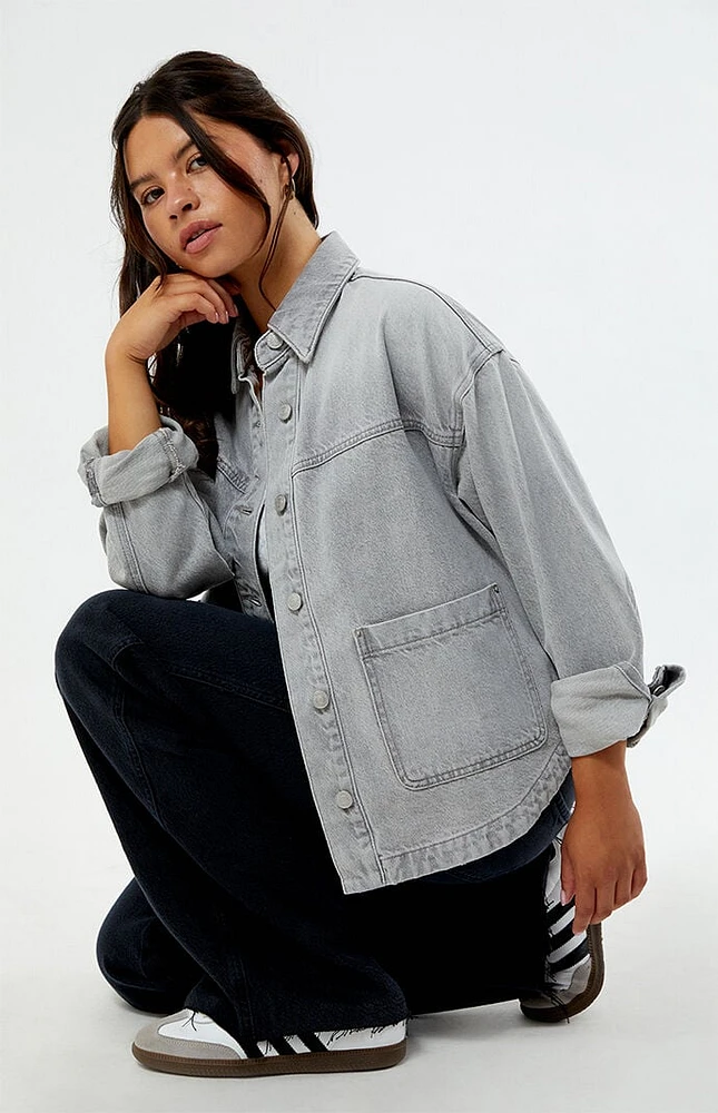 PacSun Light Gray Denim Shacket