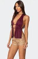 Edikted Nikole Split Front Backless Halter Top