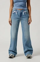 Pacsun Casey Bow Low Rise Baggy Jeans Medium Indigo