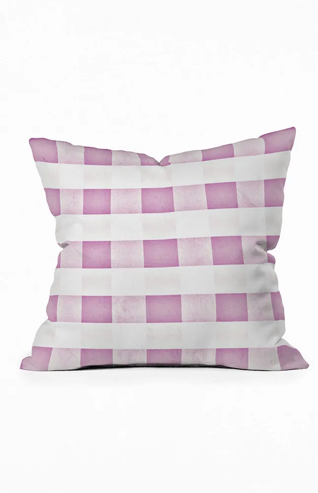 Purple Plaid Outdoor Throw Pillow