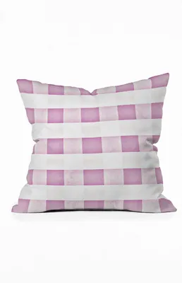 Purple Plaid Outdoor Throw Pillow