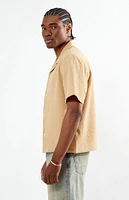 PacSun Tan Bloom Oversized Camp Shirt