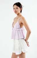 LA Hearts Ruffle V-Neck Babydoll Top