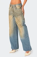 Edikted Muddy Washed Low Rise Jeans