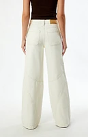 PacSun Jessie Off White Cowboy High Waisted Baggy Jeans