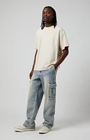 PacSun Light Indigo Frayed Baggy Cargo Jeans