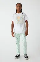 PacSun Kids Checkerboard Flower Straight Leg Jeans