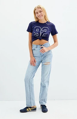 Pacsun Light Indigo Ripped Dad Jeans