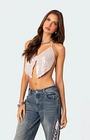 Edikted Confetti Sequin Open Back Crop Top