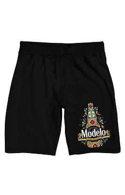 Modelo Colorful Tile Logo Sweat Shorts