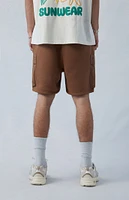 PacSun Fleece Brown Cargo Sweat Shorts