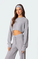 Edikted Kasey Cable Knit Cropped Sweater