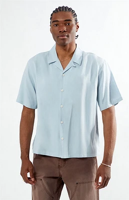 PacSun Blue Solid Color Oversized Camp Shirt