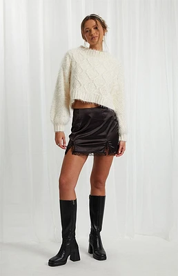 Beverly & Beck Satin Lace Mini Skirt