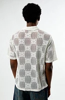 Pacsun Cream Open Knit Oversized Resort Camp Shirt