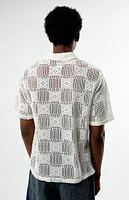 PacSun Cream Open Knit Oversized Resort Camp Shirt