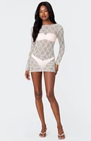 Edikted Sheer Textured Backless Mini Dress