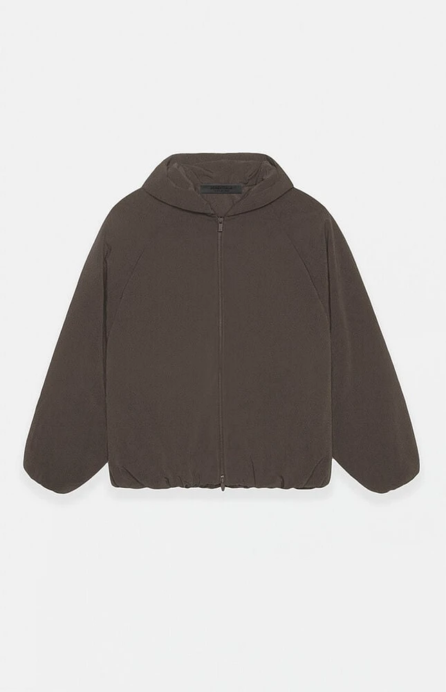 Fear of God Essentials Brown Brushed Yarn Hooded Bomber Jacket