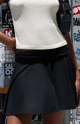John Galt Black Ruched Mini Skirt