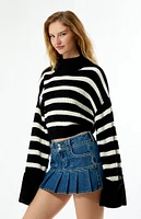 WEWOREWHAT Striped Cropped Turtleneck Sweater