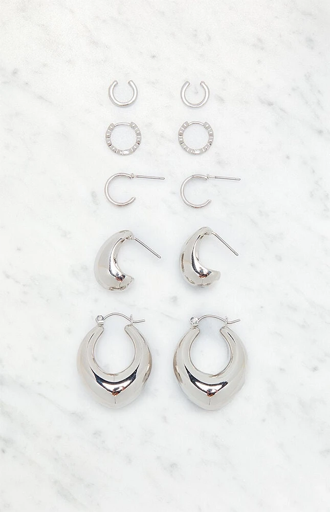 LA Hearts 5 Pack Chunky Hoop Earrings