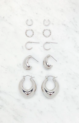 LA Hearts 5 Pack Chunky Hoop Earrings