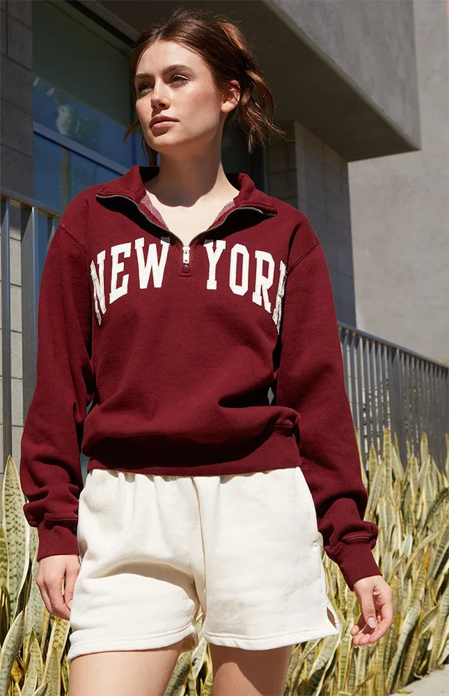 John Galt Burgundy New York Half Zip Sweatshirt