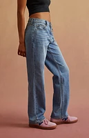 RARE DNM EDIT Light Blue Rhinestone Chain Low Rise Straight Leg Jeans