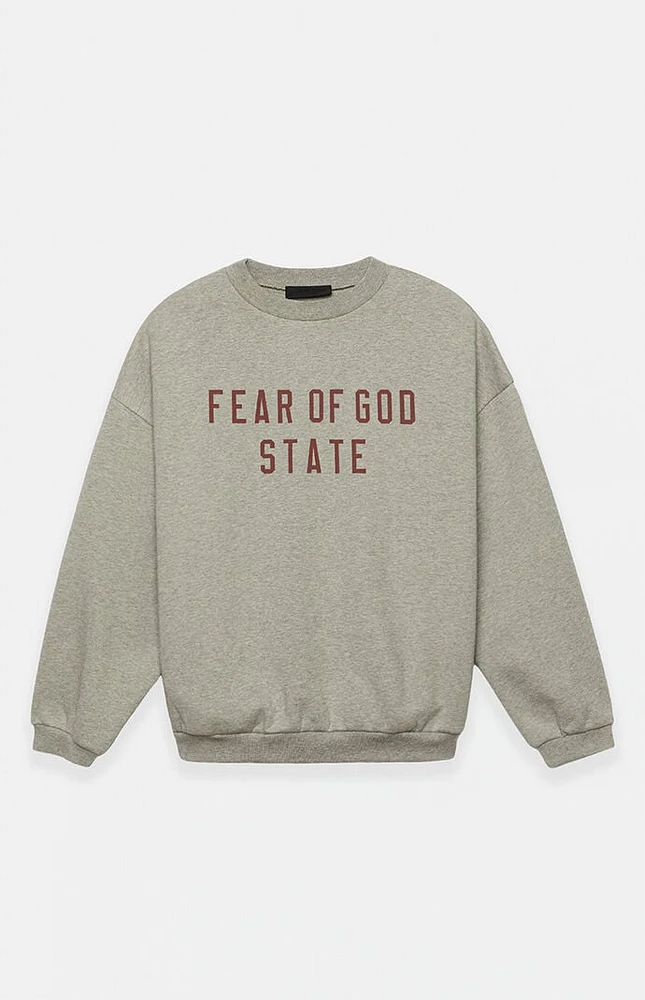 Fear of God Essentials Dark Heather Oatmeal Fleece Crew Neck Sweatshirt