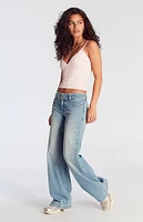 PacSun Casey Button Low Rise Baggy Jeans Medium Indigo