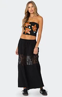 Edikted Double Tie Lace Panel Maxi Skirt