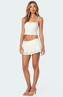 Edikted Fluer Ruffled Eyelet Mini Skirt