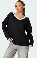 Edikted Contrast V Neck Knit Sweater