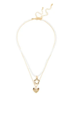 LA Hearts Juno Pearl Heart Layered Necklace