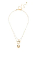 LA Hearts Juno Pearl Heart Layered Necklace