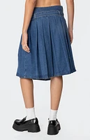 Edikted Belted Pleated Denim Midi Skirt