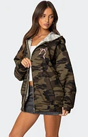 Edikted Camo Oversized Bow Detail Hoodie