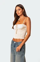 Edikted Arabelle Satin Lace Up Corset