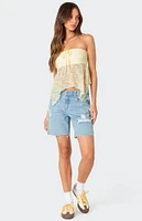 Edikted Embroidered Sheer Strapless Top