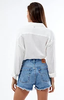 Levi's 501 Medium Indigo Distressed Denim Shorts