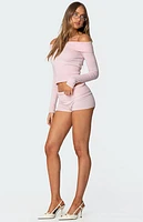 Edikted Jamie Fold Over Knit Shorts