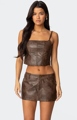 Edikted Scout Zip Up Faux Leather Corset