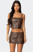 Edikted Scout Zip Up Faux Leather Corset