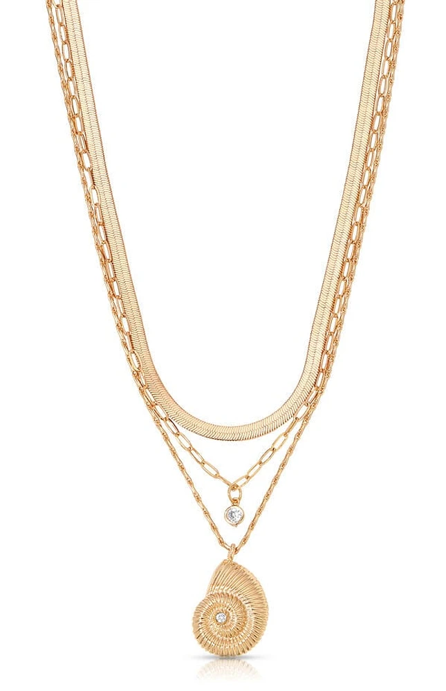 Ettika Nautilus Shell Pendant Layered Necklace